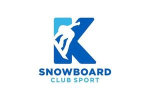 Vektor Initialen Brief k mit Snowboard kreativ geometrisch modern Logo Design.