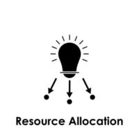 Glödlampa, pil, resurs tilldelning vektor ikon illustration
