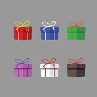 Geschenk Box Sammlung einstellen mit anders Farbe im Pixel Kunst Stil vektor