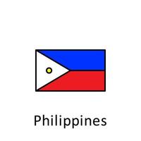 nationell flagga av filippinerna i enkel färger med namn vektor ikon illustration