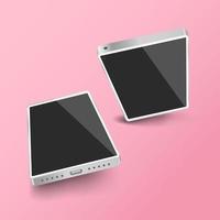 3d Silber Smartphone Attrappe, Lehrmodell, Simulation Vorlage mit leer Bildschirm vektor