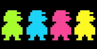 Super Mario Pixel Silhouetten. retro Video Spiel. vektor