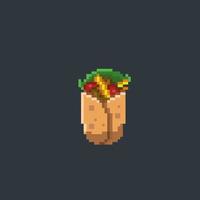 burrito mat i pixel konst stil vektor