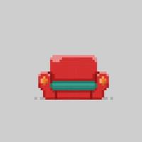 röd soffa i pixel konst stil vektor
