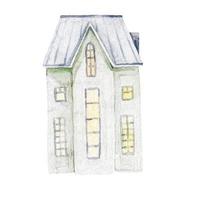 hus i annorlunda färger och storlek, vattenfärg barnslig illustration vektor