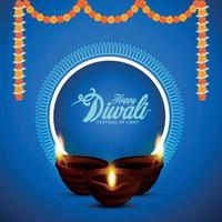 glückliche diwali Festival der Lichteinladungsgrußkarte mit kreativer diwal idiya Öllampe vektor