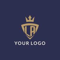 la logotyp med skydda och krona, monogram första logotyp stil vektor