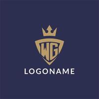 wg Logo mit Schild und Krone, Monogramm Initiale Logo Stil vektor