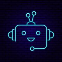ikon för redaktionell innehåll på chatbot - neon med ai robot vektor