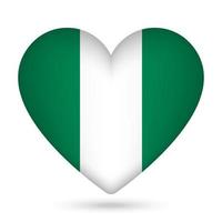Nigeria Flagge im Herz Form. Vektor Illustration.