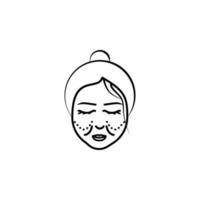 kvinna, kind skrynkla vektor ikon illustration
