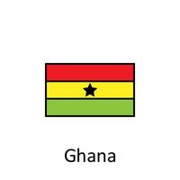 National Flagge von Ghana im einfach Farben mit Name Vektor Symbol Illustration