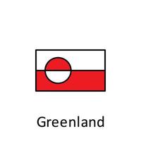 National Flagge von Grönland im einfach Farben mit Name Vektor Symbol Illustration