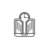 Zeit Management, Uhr, Laptop, Notizbuch Vektor Symbol Illustration