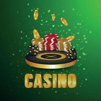 kreativa roulette roulette hjul, casino poker marker och guldmynt vektor