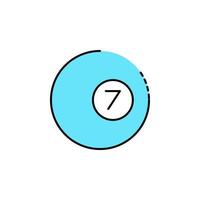 biljard, boll, 7, siffra, sport vektor ikon illustration
