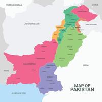 pakistan Karta med stad namn vektor