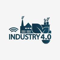 industri 4.0-ikon, logotypfabrik, teknologikoncept. vektorillustration vektor