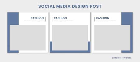uppsättning av 3 redigerbar mall social media design posta med modern n minimalistisk stil. lämplig för posta, presentation, befordran produkt, mode, annonser, reklam, bakgrund, sida vektor