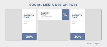 uppsättning av 3 redigerbar mall social media design posta med modern n minimalistisk stil. lämplig för posta, presentation, befordran produkt, mode, annonser, reklam, bakgrund, sida vektor