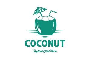 Jahrgang retro Strand frisch Kokosnuss trinken zum Cafe Restaurant Logo vektor