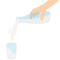 hand innehav mjölk.hälla mjölk in i en glas eller cup.world mjölk dag. vektor
