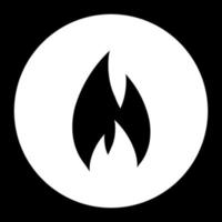 Flammenlichtsymbol im Kreis auf schwarzem Hintergrund, einfache Entwurfsart. Vektorillustration vektor