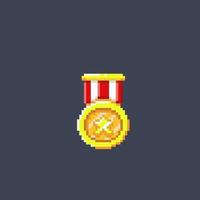Gold Medaillon im Pixel Kunst Stil vektor