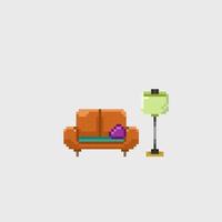 Sofa und Stehen Lampe im Pixel Kunst Stil vektor