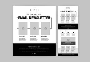 Email Newsletter mit schwarz und Weiß vektor