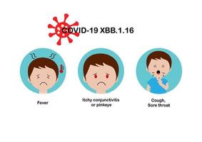 illustration av covid-19 xbb.1.16 subvariant symptom vektor