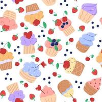 Kuchen und Cupcakes nahtlos Muster vektor