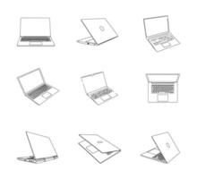 Laptop Gliederung Illustration Vektor einstellen