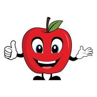 röd äpple tecknad serie karaktär ger tummen upp. lämplig för affisch, baner, webb, ikon, maskot, bakgrund vektor