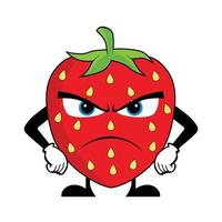 wütend Erdbeere Obst Karikatur Charakter. geeignet zum Poster, Banner, Netz, Symbol, Maskottchen, Hintergrund vektor