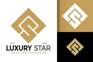 Luxus Brief s Star Logo Vektor Symbol Illustration