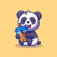 süß Panda halten Boba Milch Tee Karikatur Vektor Symbol Illustration Tier trinken Symbol Konzept isoliert Prämie Vektor. eben Karikatur Stil