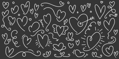 hand dragen hjärta samling. kärlek klotter uppsättning. klottra element. romantisk illustration element för valentines dag eller mödrar dag vektor