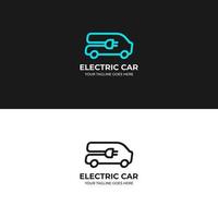elektrisch Auto mit Linie Stil Logo Design Vektor