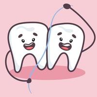 süße Zähne mit Zahnseide. Prävention von Karies. vektor