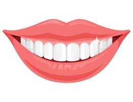 lächelnd Mund mit Weiß gleich Zähne. gesund Zähne und Dental Pflege. eben Vektor Illustration isoliert auf Weiß.