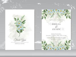 schönes Blumenaquarellhochzeitseinladungskartenset vektor