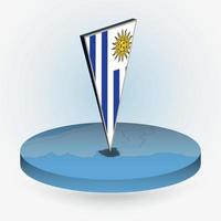 uruguay Karta i runda isometrisk stil med triangel- 3d flagga av uruguay vektor