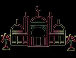 Neon- bunt Illustration von ein Moschee vektor