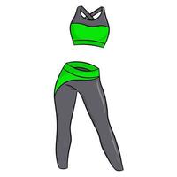 Damen Sportswear Leggings und ein Top für Fitnesskurse. Vektorillustration lokalisiert auf einem weißen Hintergrund. vektor