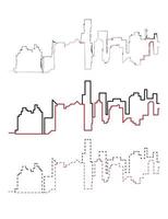 Stadt scape Handzeichnung und Linie Vektor Symbol Illustration