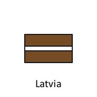 National Flagge von Lettland im einfach Farben mit Name Vektor Symbol Illustration