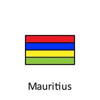 nationell flagga av mauritius i enkel färger med namn vektor ikon illustration
