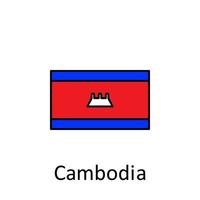 National Flagge von Kambodscha im einfach Farben mit Name Vektor Symbol Illustration