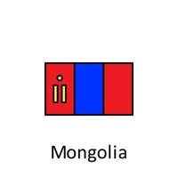 nationell flagga av mongoliet i enkel färger med namn vektor ikon illustration